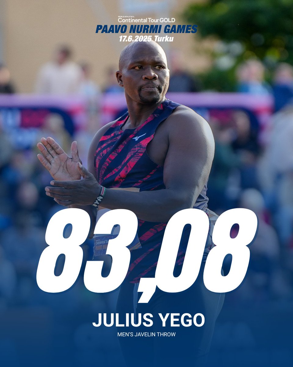 Julius Yego wins men's javelin!

#PaavoNurmiGames #ContinentalTourGold #WorldAthletics #Turku