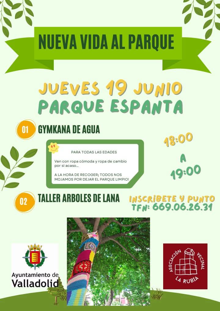 Día 19 "Nueva vida al parque". Gymkana de agua para l<a href="/s/">『S』</a> más pequeñ<a href="/s/">『S』</a> y para l@s que aún se consideran niñ@s. De 18 19 horas, os esperamos en el parque Espanta para divertirnos y refrescarnos. Y ya sabes a la hora de recoger... ¡Todos nos mojamos por dejar el parque limpio!