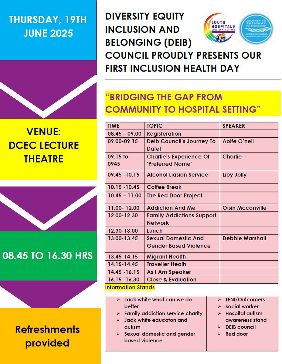 OLOLNursing (@nursingolol) on Twitter photo Our DEIB Council's amazing programme on Inclusion Health is on Thursday.
Love to see you there!
#LivePathway 💙
<a href="/ololed1/">ololed</a>
<a href="/Drogheda_Oncol/">NECRET NorthEast Cancer Research & Education Trust</a> <a href="/PharmacyOLOL/">PharmacyOLOL</a> <a href="/PTOLOLH/">Physiotherapy Dept, Our Lady of Lourdes Hospital</a> <a href="/ainedav/">Aine Kavanagh</a> <a href="/CaheyCatriona/">Catriona Mc Cahey</a> <a href="/pathway_team/">Pathway to Excellence®</a> <a href="/AnaCindee/">Christine Pabico</a> <a href="/AdrianCleary101/">Adrian Cleary</a> <a href="/HSEDubNorthEast/">HSEDubNorthEast</a> <a href="/NMPDU_Ardee/">NMPDU RHA Dublin & North East, Ardee</a> <a href="/team_stroke/">Drogheda Stroke Team</a> Our DEIB Council's amazing programme on Inclusion Health is on Thursday.
Love to see you there!
#LivePathway 💙
<a href="/ololed1/">ololed</a>
<a href="/Drogheda_Oncol/">NECRET NorthEast Cancer Research & Education Trust</a> <a href="/PharmacyOLOL/">PharmacyOLOL</a> <a href="/PTOLOLH/">Physiotherapy Dept, Our Lady of Lourdes Hospital</a> <a href="/ainedav/">Aine Kavanagh</a> <a href="/CaheyCatriona/">Catriona Mc Cahey</a> <a href="/pathway_team/">Pathway to Excellence®</a> <a href="/AnaCindee/">Christine Pabico</a> <a href="/AdrianCleary101/">Adrian Cleary</a> <a href="/HSEDubNorthEast/">HSEDubNorthEast</a> <a href="/NMPDU_Ardee/">NMPDU RHA Dublin & North East, Ardee</a> <a href="/team_stroke/">Drogheda Stroke Team</a>
