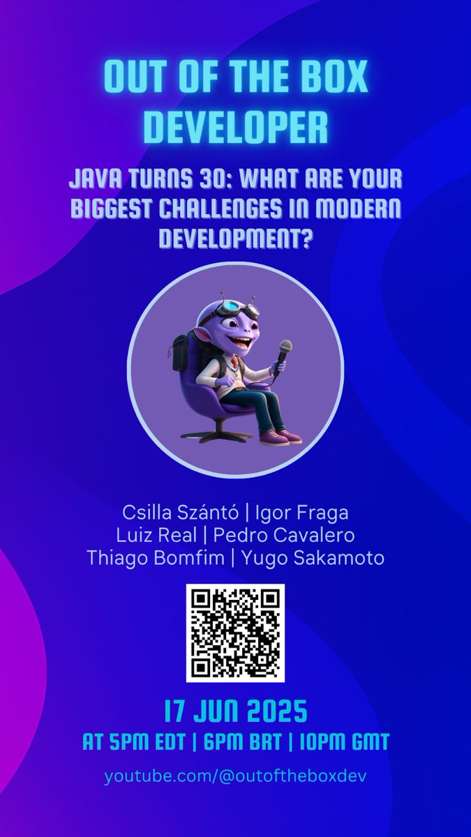 lgsreal's tweet image. 🎙️ Java turns 30! Join our live podcast to talk about the biggest challenges in modern dev: legacy code, cloud-native, performance, staying up to date — what keeps you up at night? ☕👨‍💻 #Java30 #DevTalks #SoftwareDevelopment

▶️ rfr.bz/td2b874