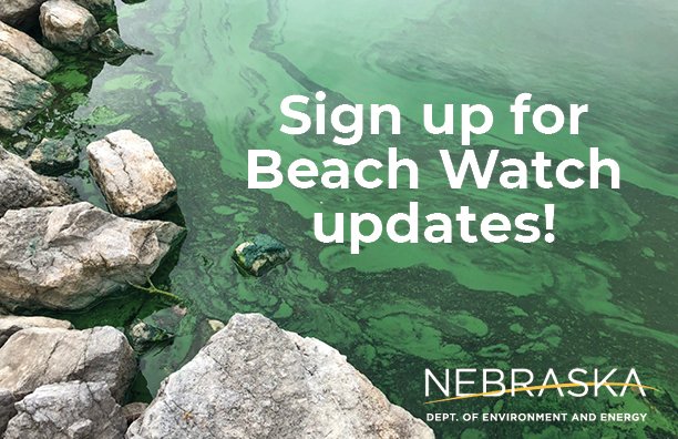 It's summer, and NDEE and our partners have been sampling public beaches for harmful algal blooms (HABs). Keep an eye on your favorite lake on NDEE’s website: deq-iis.ne.gov/zs/bw/ where you can also sign up for email updates!