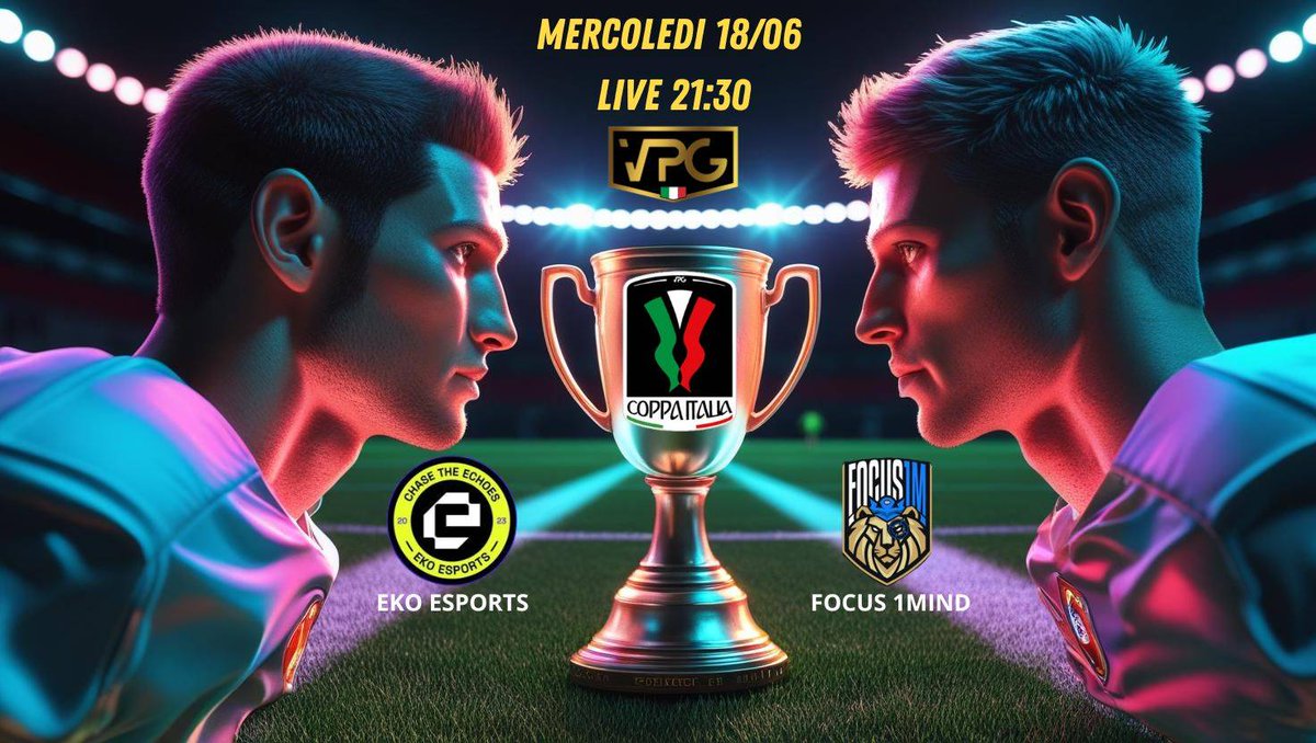 #vpgflash
🇮🇹🏆 Coppa Italia
📺 twitch.tv/vpg_italy
⌚️21:45
<a href="/OneMindXI/">One Mind</a> per la doppietta
@EkoProClub per dare un titolo a questa stagione
Vi aspettiamo in diretta per una notte da sogno
Una lunga live per assegnare il secondo titolo della stagione.
Non mancate