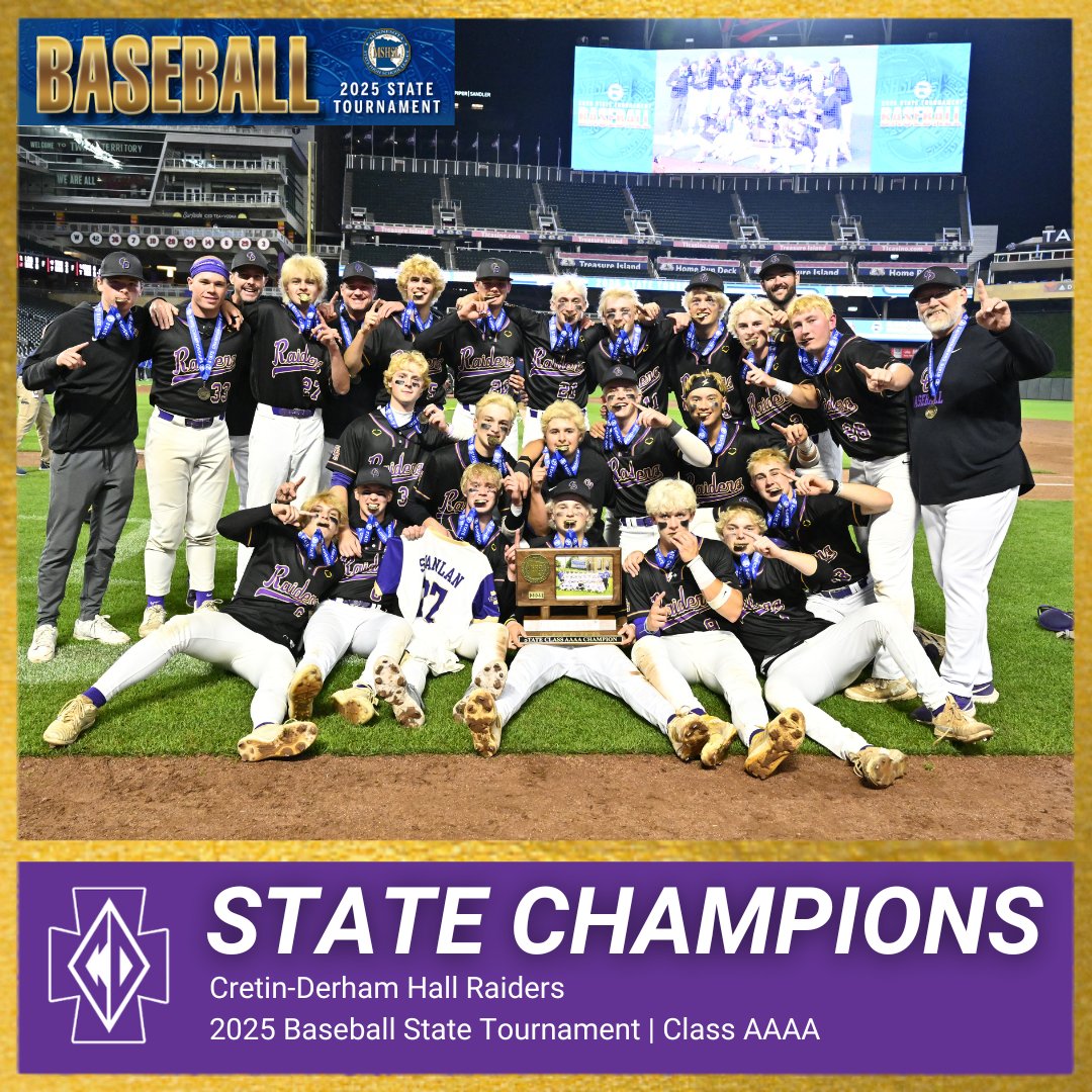 Congratulations to the 2025 Baseball State Champions!

Class A 🏆 Red Lake County

Class AA 🏆 Pine Island

Class AAA 🏆 Mahtomedi

Class AAAA 🏆 Cretin-Derham Hall