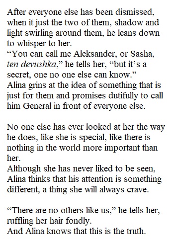 Role-reversal AU where Aleksander is the Sun Summoner General and Alina is the newly discovered Shadow Summoner
Alina grows up in the Little Palace