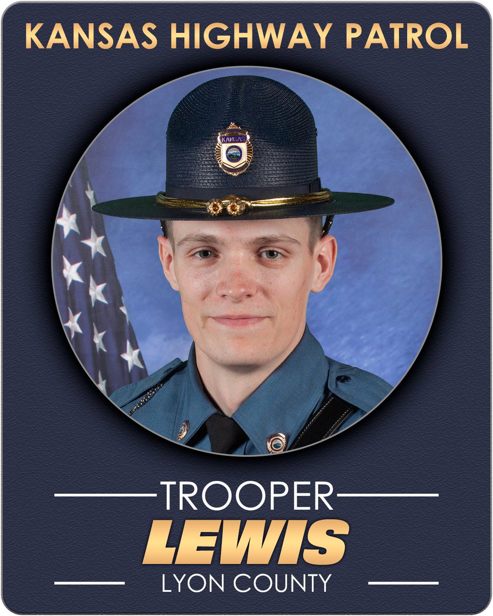 Congratulations to Trooper Trevin Lewis, Class 71 graduate of the Kansas Highway Patrol Training Academy.

Trooper Lewis’ father, Dax Lewis, placed his badge on him for the first time.

His hometown is Burlingame, Kansas.

His duty station is Lyon County.