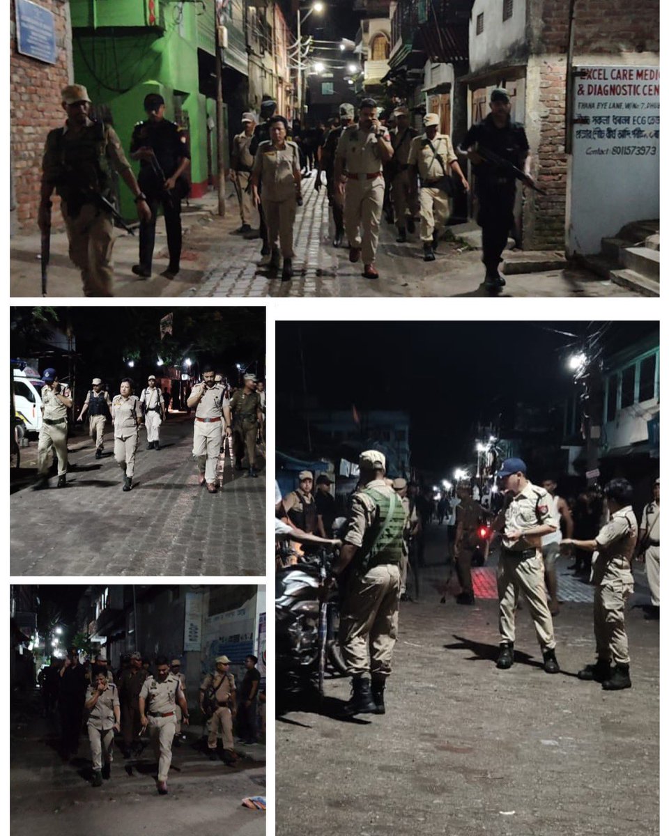 Dhubri_Police's tweet photo. Foot patrolling in Dhubri town was conducted by a team of PS personnel and AP Commando led by SSP Dhubri Smti Leena Doley. 

#জনহিতজনসেৱাৰ্থে #ensuringapeacefulsociety

@CMOfficeAssam @himantabiswa @DGPAssamPolice @HardiSpeaks @assampolice https://t.co/zKYrmSgASs