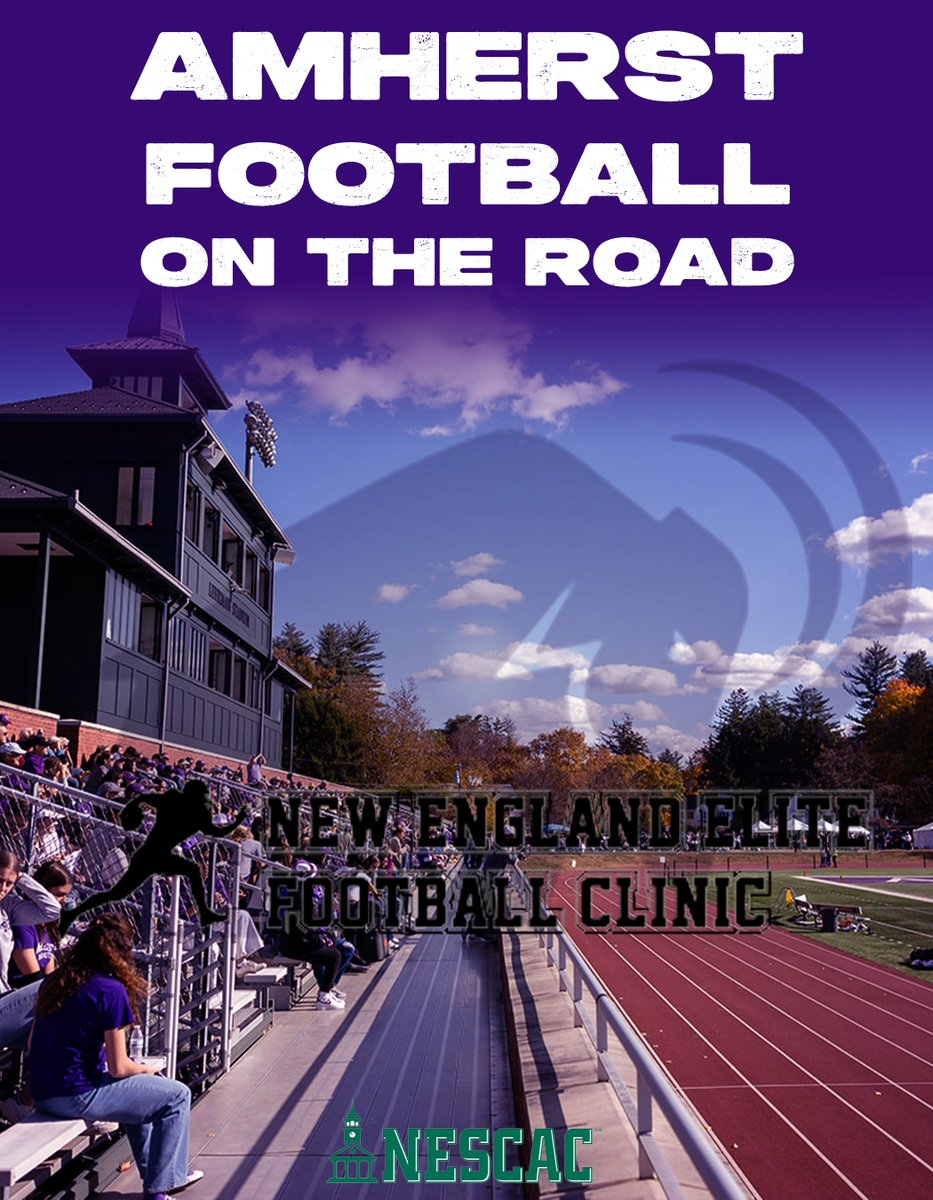 Amherst College Football (@amherstcollfb) on Twitter photo ‼️‼️ ON THE ROAD ‼️‼️
Our staff will be in attendance at these camps today looking for elite Student-Athletes.
NE Elite
OL : <a href="/CoachMBallard/">Matt Ballard</a>
OC - QB: <a href="/Coach_MGrove/">Malik Grove</a>
WR: <a href="/CoachKenMaxwell/">Coach Maxwell</a>
DB: <a href="/CoachYoung5/">Antonio Young</a> ‼️‼️ ON THE ROAD ‼️‼️
Our staff will be in attendance at these camps today looking for elite Student-Athletes.
NE Elite
OL : <a href="/CoachMBallard/">Matt Ballard</a>
OC - QB: <a href="/Coach_MGrove/">Malik Grove</a>
WR: <a href="/CoachKenMaxwell/">Coach Maxwell</a>
DB: <a href="/CoachYoung5/">Antonio Young</a>