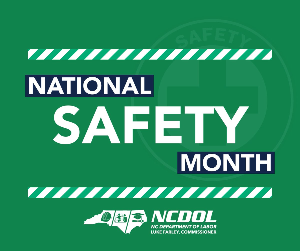 NC Department of Labor (@ncdol) on Twitter photo June is National Safety Month!
Commissioner <a href="/LukeFarleyNC/">Luke Farley</a> and the North Carolina Department of Labor are proud to support National Safety Month — a time to highlight the importance of workplace safety and injury prevention across our state.
Throughout June, we’ll be sharing June is National Safety Month!
Commissioner <a href="/LukeFarleyNC/">Luke Farley</a> and the North Carolina Department of Labor are proud to support National Safety Month — a time to highlight the importance of workplace safety and injury prevention across our state.
Throughout June, we’ll be sharing