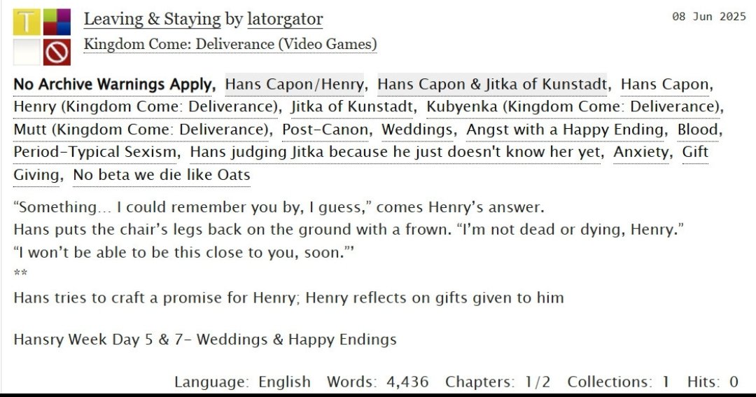 farfelface's tweet image. #hansryweek days 5&amp;amp;7 - Wedding and Happy endings! 
archiveofourown.org/works/66297445…