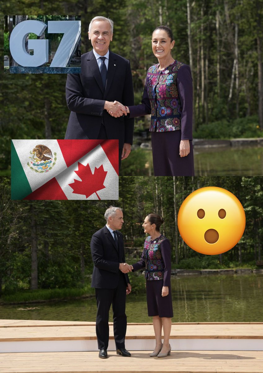 SHEINBAUM ES RECIBIDA EN EL G7 POR MARK CARNEY 🇨🇦 🤝 🇲🇽

La Presidenta de México <a href="/Claudiashein/">Claudia Sheinbaum Pardo</a> compartió estas imagenes en su cuenta de X (antes twitter) con el siguiente mensaje: 

"Gracias al primer ministro de Canadá, <a href="/MarkJCarney/">Mark Carney</a>, por la invitación a la Cumbre del G7". 

Así