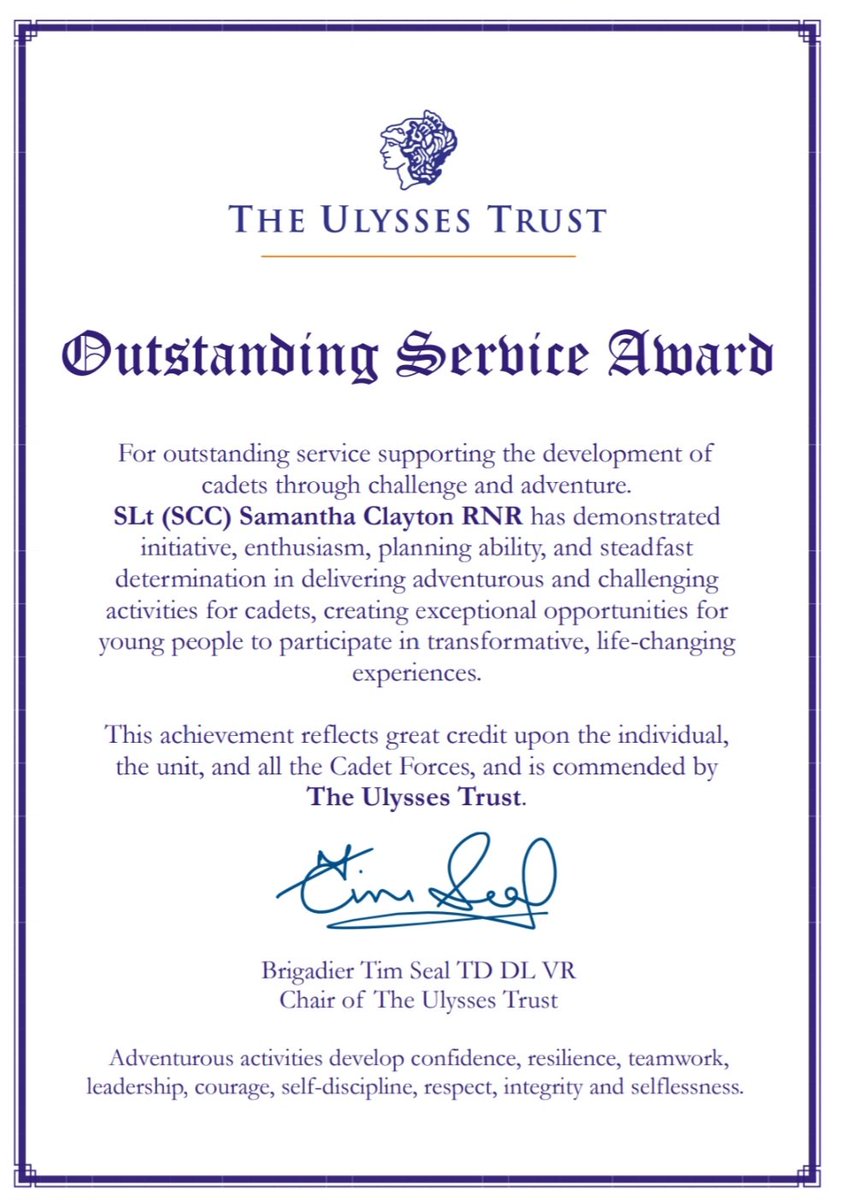 Lt Cdr (SCC) M Welsh MBE MCGI RNR (@mwelshmbe) on Twitter photo Many congratulations, SLt Clayton from Leicester Sea Cadets, on your special award for Outstanding Service and very well-deserved ππ very proud of you and certainly your year for special recognition <a href="/UlyssesTrust/">The Ulysses Trust</a> <a href="/SeaCadetsUK/">Sea Cadets</a> <a href="/CaptSeaCadets/">Captain Sea Cadets</a> Many congratulations, SLt Clayton from Leicester Sea Cadets, on your special award for Outstanding Service and very well-deserved ππ very proud of you and certainly your year for special recognition <a href="/UlyssesTrust/">The Ulysses Trust</a> <a href="/SeaCadetsUK/">Sea Cadets</a> <a href="/CaptSeaCadets/">Captain Sea Cadets</a>