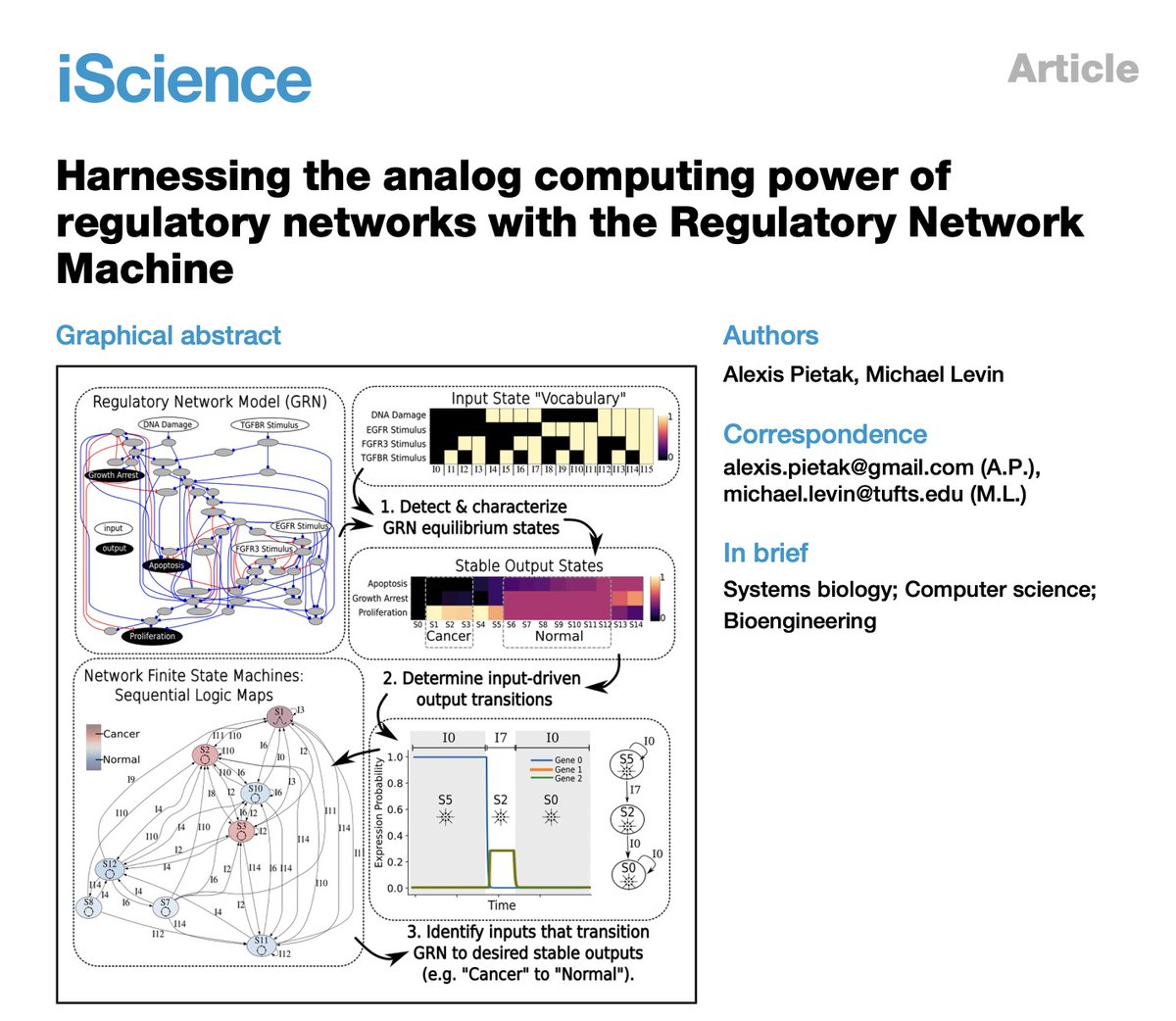 Michael Levin (@drmichaellevin) on Twitter photo Final version of this paper with <a href="/AMPietak/">Alexis Pietak</a> is now out:
sciencedirect.com/science/articl…
"Harnessing the analog computing power of regulatory networks with the Regulatory Network Machine"
Abstract: gene regulatory networks (GRNs) are critically important for efforts in biomedicine and Final version of this paper with <a href="/AMPietak/">Alexis Pietak</a> is now out:
sciencedirect.com/science/articl…
"Harnessing the analog computing power of regulatory networks with the Regulatory Network Machine"
Abstract: gene regulatory networks (GRNs) are critically important for efforts in biomedicine and