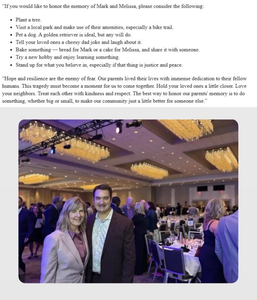 A beautiful statement of love for Melissa and Mark, and great advice about how you can honor their memory today.