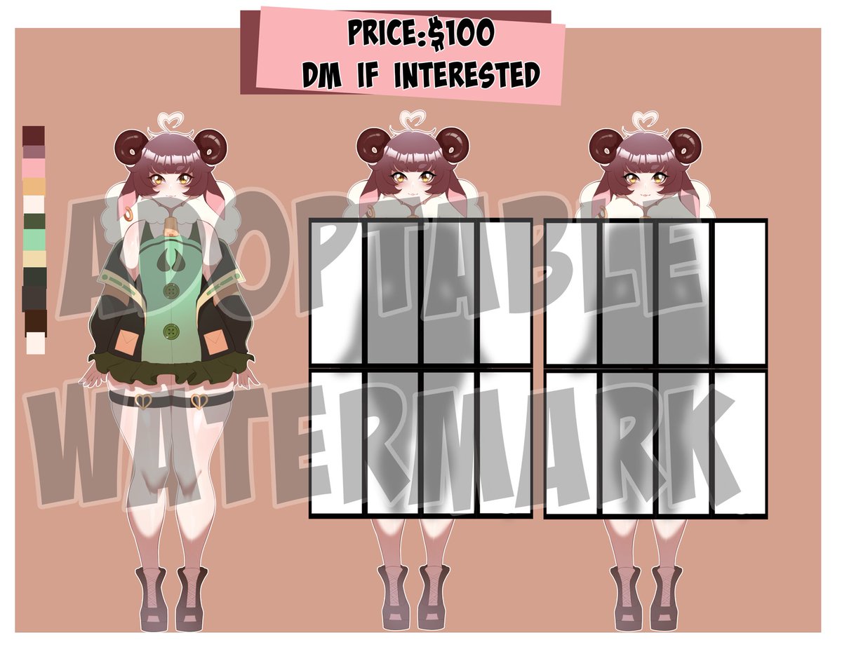 Sheep girl adoptable! DM me if interested. Buyer may request a commission afterwards for character with a 10% discount