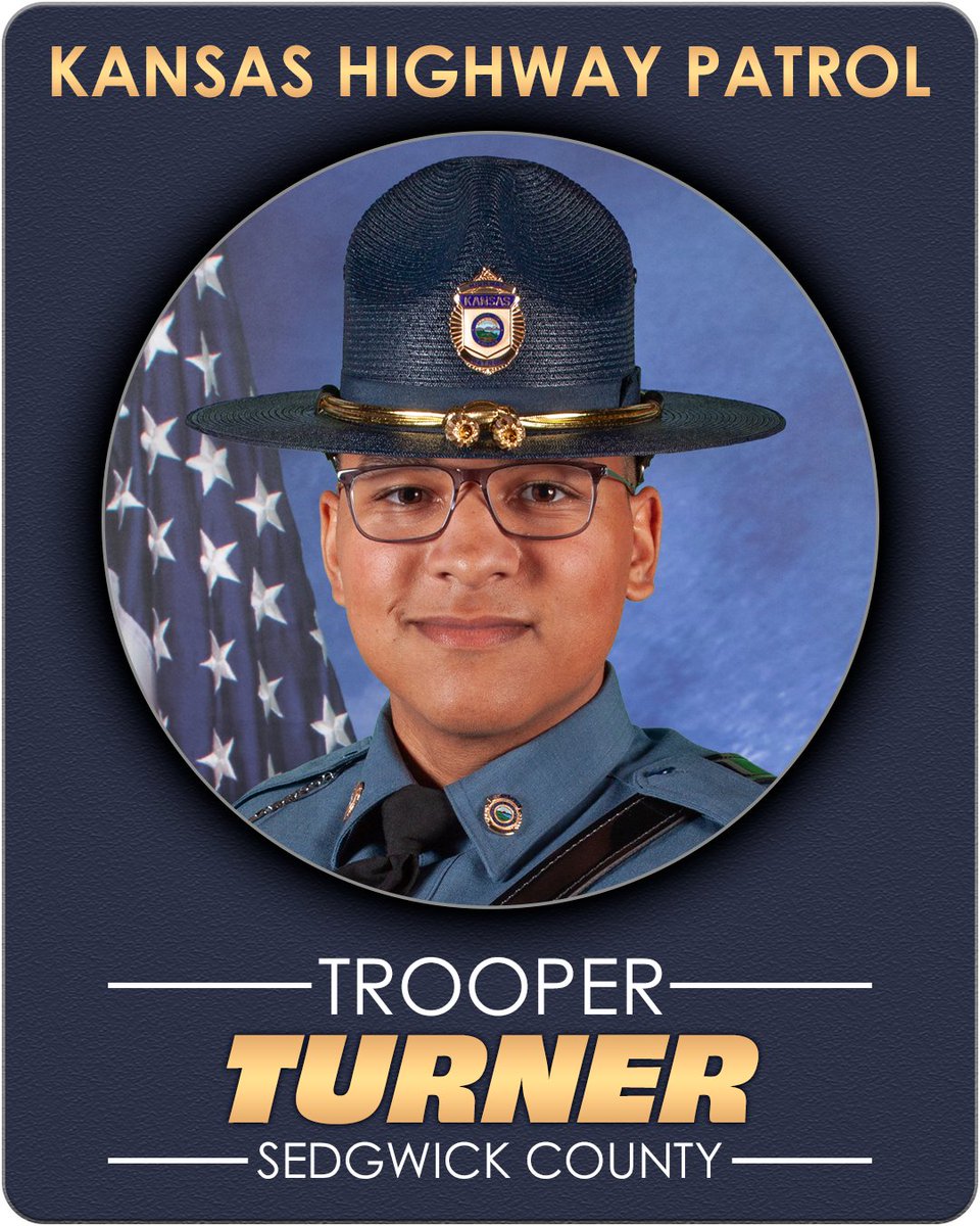 Congratulations to Trooper Johnathan Turner, Class 71 graduate of the Kansas Highway Patrol Training Academy.

Trooper Turner’s wife, Laila Turner, placed his badge on him for the first time.

His hometown is Wichita, Kansas.

His duty station is Sedgwick County.