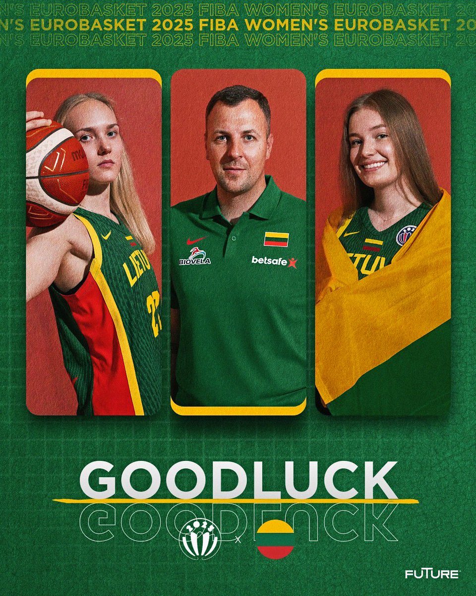 🇱🇹 Good luck to head coach Vilius Stanisauskas, players Egle Zabotkaite, Gerda Raulusaityte &amp; Lithuanian National team in 2025 FIBA Women’s Eurobasket!🔝

#LTUBasketball #DareToDream #FutureSportsGroup #FutureCoaches #FutureWBB