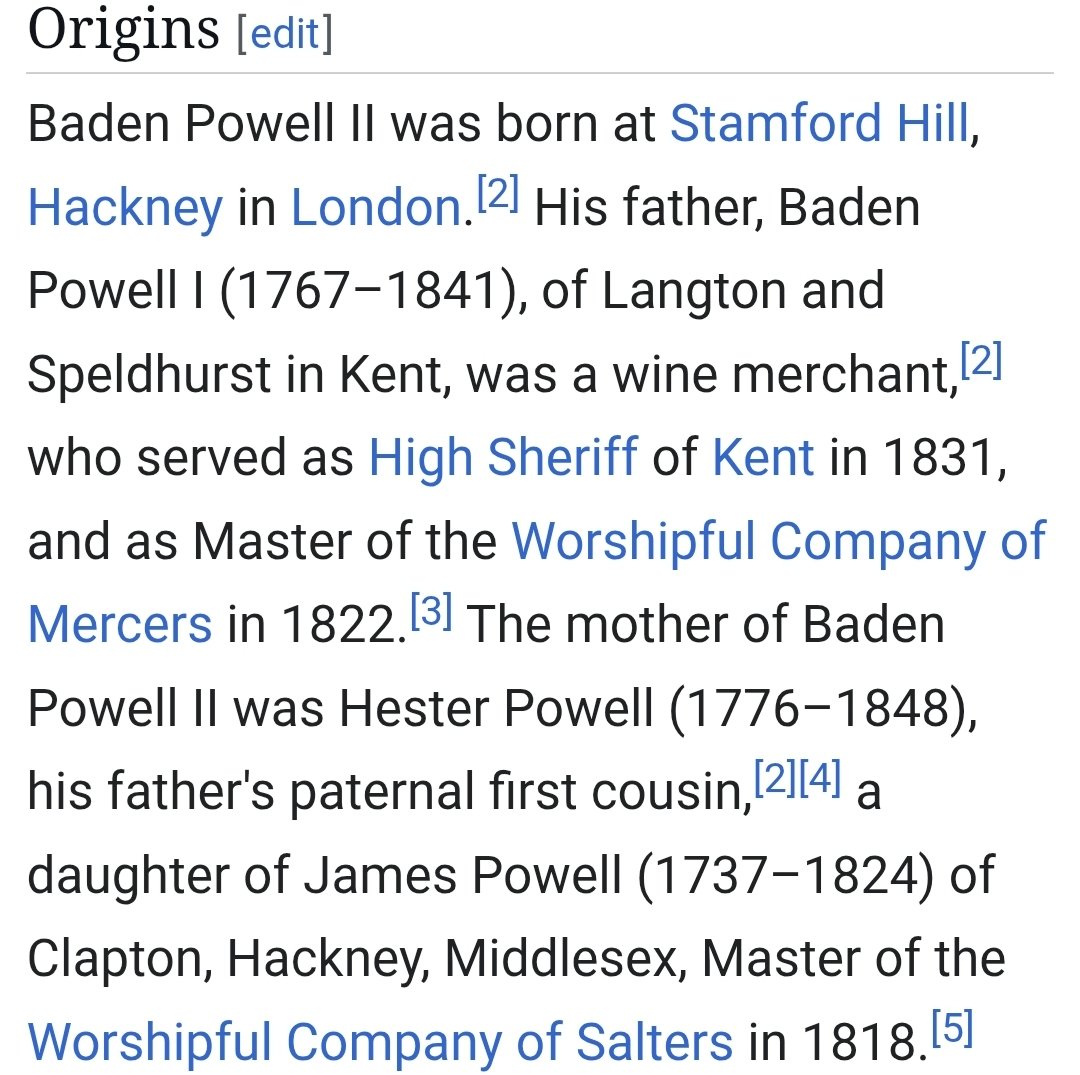 Golden_nuggiez's tweet image. Founder of the Boy Scouts Association Robert Baden Powell's father was Master of the Worshipful Company of Mercers, the City of London's premier livery company.
The family claim descent from John Smith, who played a key role in establishing the Jamestown settlement of America.