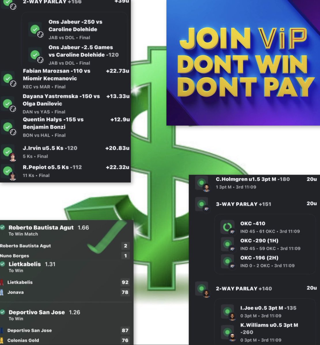 DoctorSports33 (@doctorsports33) on Twitter photo THE DOCTOR SPORTS TEAM DOES IT AGAIN
Another GREAT DAY of PROFIT
USE LINK BELOW FOR 3 FREE DAYS
COME JOIN THE WINNING TEAM
dubclub.win/r/p/pri-m4xtc/β¦
<a href="/DoctorsportsHQ/">VIP PICKS $10 a week</a> #freeteial #dubclub #nbaplayoffs2025 #gambling #bet #win THE DOCTOR SPORTS TEAM DOES IT AGAIN
Another GREAT DAY of PROFIT
USE LINK BELOW FOR 3 FREE DAYS
COME JOIN THE WINNING TEAM
dubclub.win/r/p/pri-m4xtc/β¦
<a href="/DoctorsportsHQ/">VIP PICKS $10 a week</a> #freeteial #dubclub #nbaplayoffs2025 #gambling #bet #win