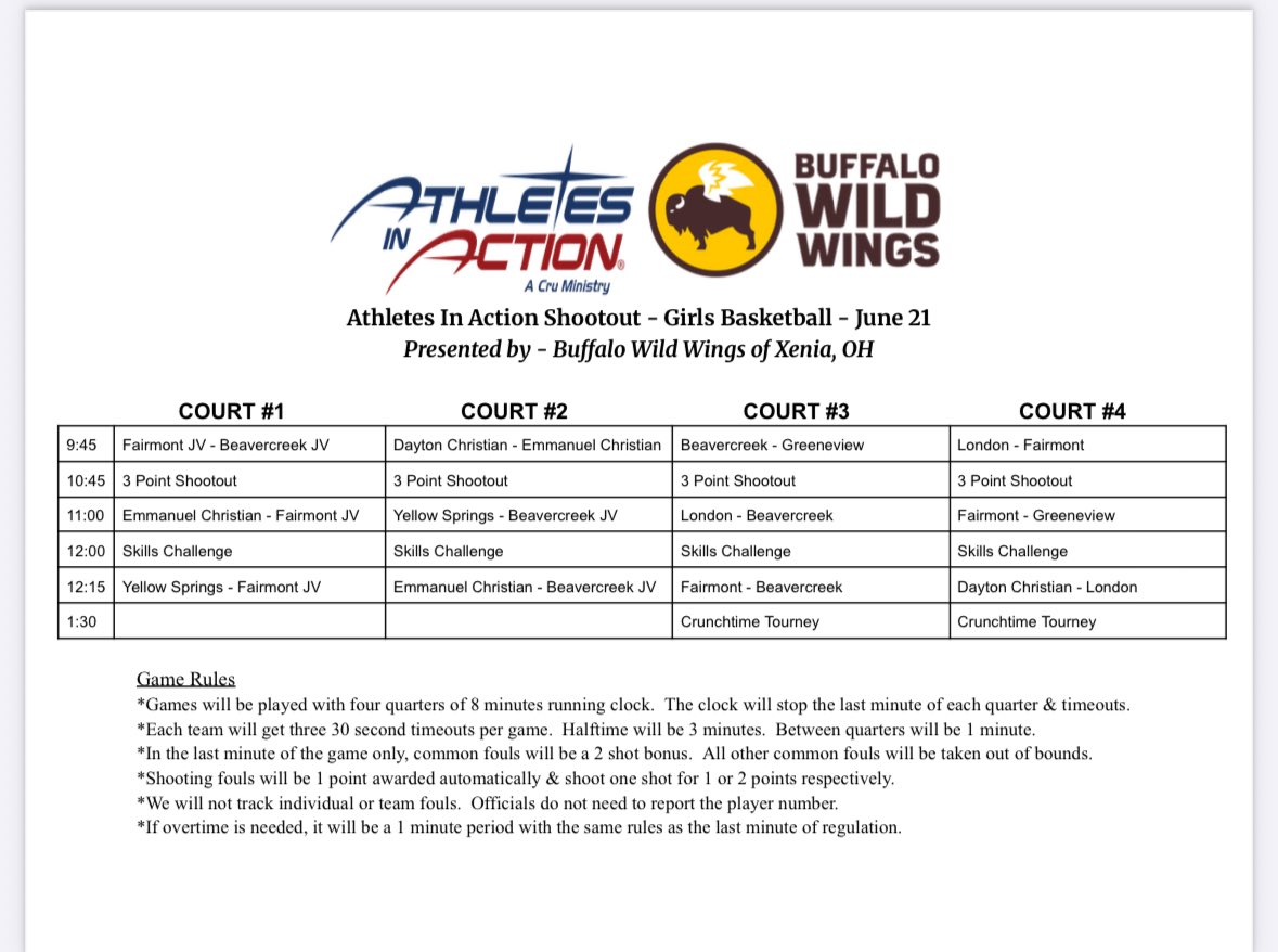 Saturdays Shootout at Athletes in Action is set and ready to go!  This will be our last event of the summer!  
#WeAreFirebirds 🔥🐦