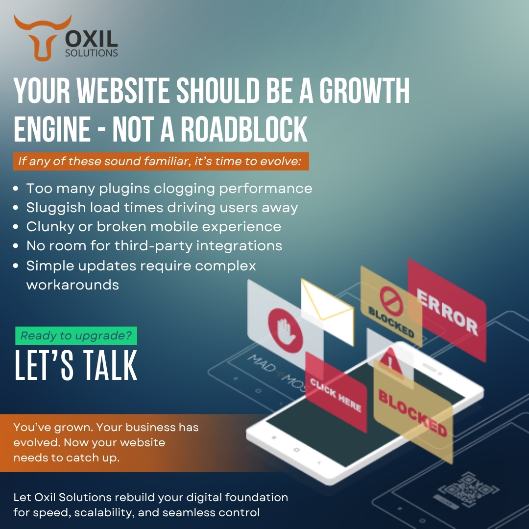 OxilSolutions's tweet image. 5 Signs You’ve Outgrown Your Website

#WebsiteRedesign #UXOptimization #BusinessGrowth #CustomWebDevelopment #DigitalSolutions #TechForGrowth #MobileUX #OxilSolutions #WebPerformance #ScalableDesign