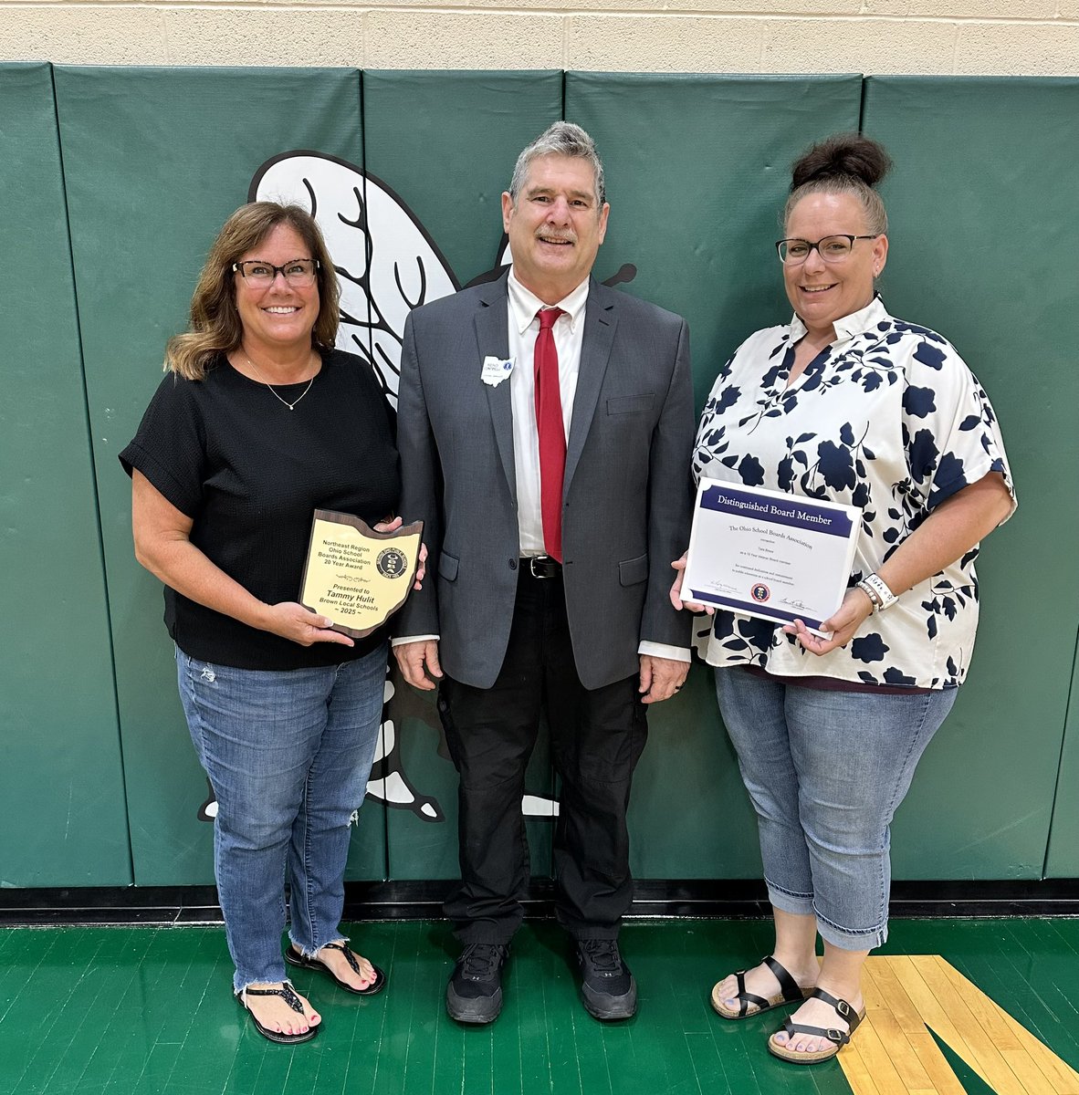 It’s a Great Day to Be a Malvern Hornet! 💚

At the recent Brown Local Board of Education meeting, we were honored to welcome Ohio School Boards Association Regional Manager Reno Contipelli to Malvern to recognize two outstanding leaders- Tara Bowe and Tami Hulit! 
Go Hornets!