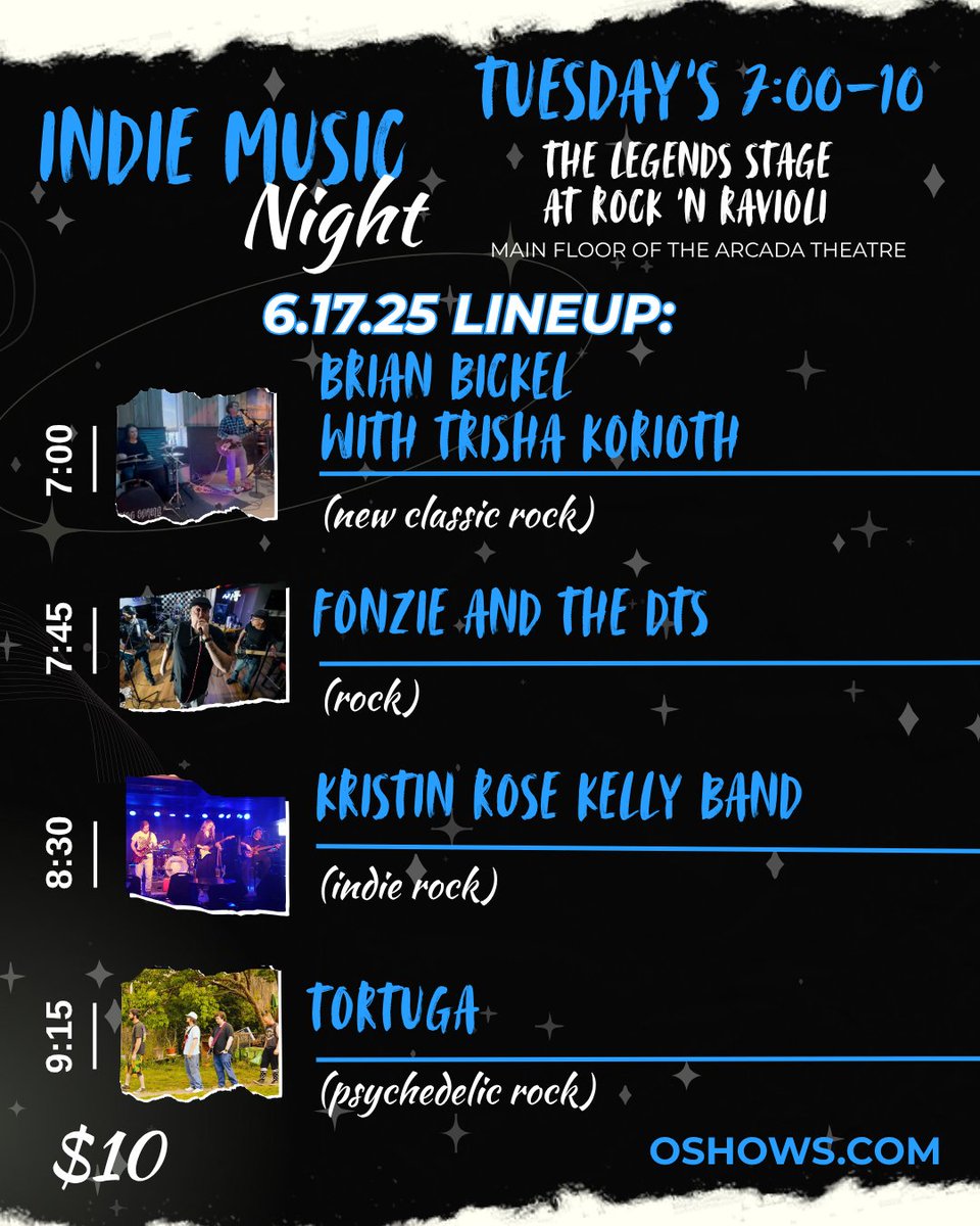 ArcadaTheatre's tweet image. Check out our stellar local lineup for our Indie Night TONIGHT! We have a lot of great bands this week, so come on out and enjoy some new original music!

📆 Tues. June 17
For more information, visit hubs.ly/Q03rjFnq0 

#IndieNight #LiveMusic #LocalMusicians