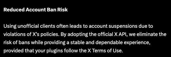 We made the conversion to official X API back in March. Provided you follow X Terms of Use, MAIAR agents are free to use on X.