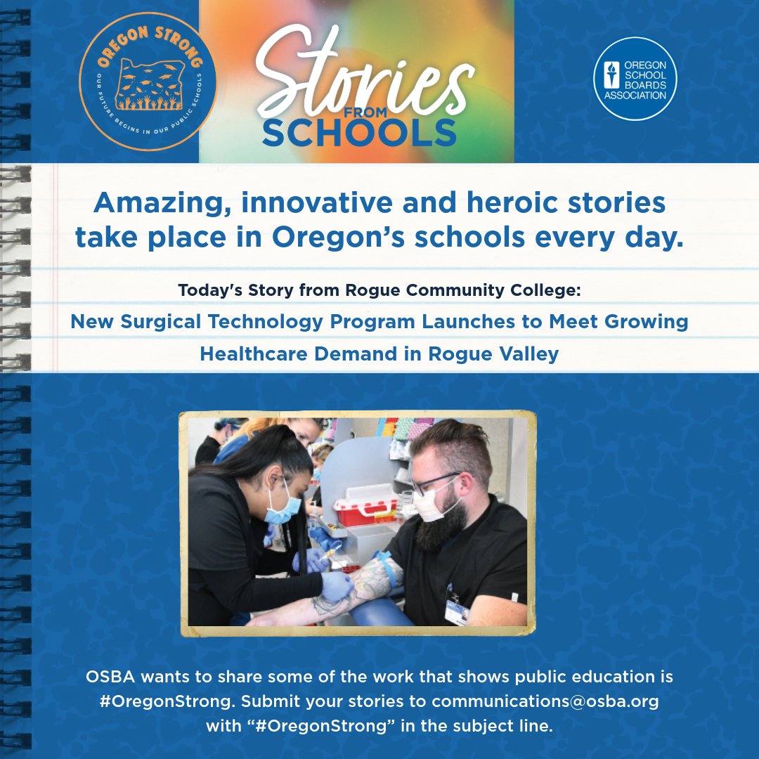 Today we have a story from Rogue Community College:
New Surgical Technology Program Launches to Meet Growing Healthcare Demand in Rogue Valley

Read more: roguecommunity.net/new-surgical-t…

#OregonStrong #oregon #publiceducation #studentsuccess #educationmatters <a href="/RogueCC/">Rogue CC</a>