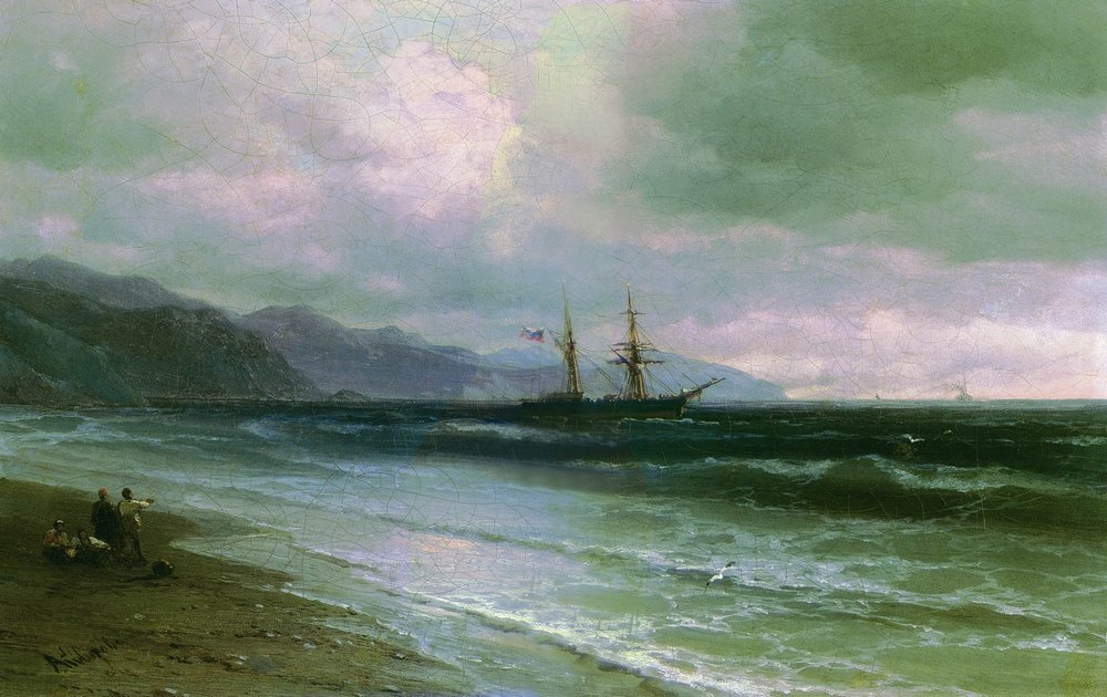 Landscape with a schooner #artbots #aivazovski