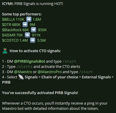 PIRB_ERC20's tweet photo. Use my Signals bot to receive token signals within Maestro: https://t.co/7lEiy8Sihx https://t.co/wBut7uBJdF