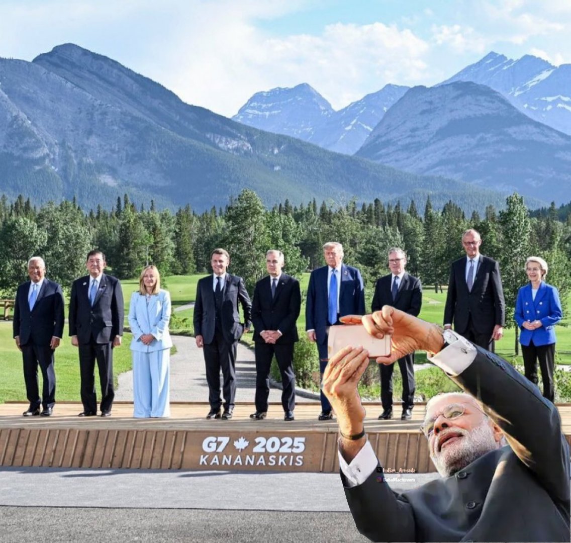 gigglepixel's tweet photo. Andhbhakt Chill he was busy taking a selfie. 

#IranUnderAttack
#IranIsraelConflict
#G7Summit 
#PMModiAtG7 
#PMModiInCanada 
#PMModiInCyprus https://t.co/Q5aFlUjiwy