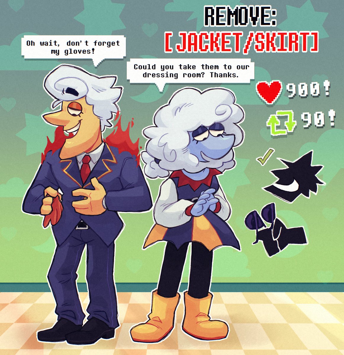 ROUND TWO IS HERE, FOLKS! ✨️
This couple can't wait to continue! 
#DELTARUNE #lanino #elnina