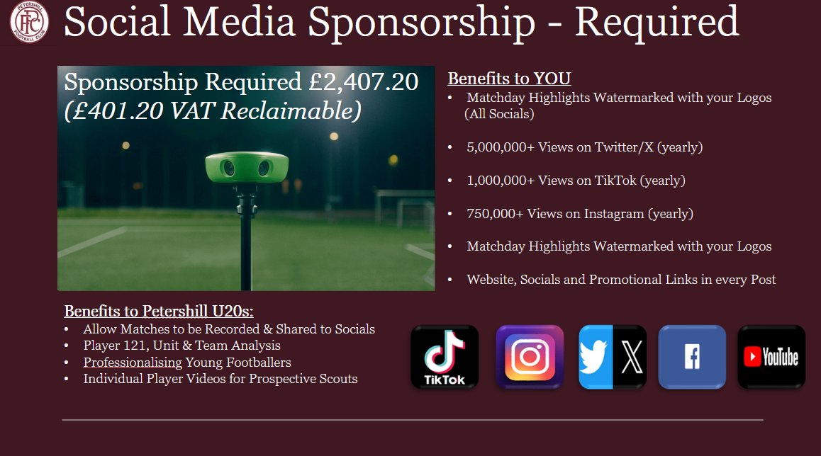Petershill U20s Social Media Sponsorship?

A huge part of my background in Coaching has obviously been analysis, the development of individuals aswell as a team &amp; a VEO has become an essential part of this process at Youth Level.

As a Result - WE NEED YOU 🫵

We are asking for