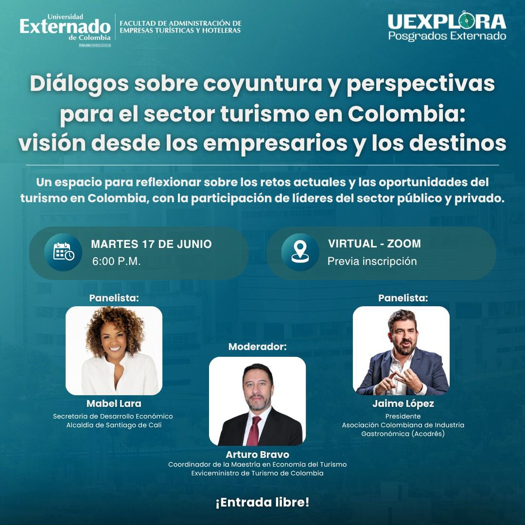Hoy estaremos junto  <a href="/MabelLaraNews/">Mábel Lara</a> y <a href="/UExternado/">U.Externado</a> hablando de las coyunturas y las perspectivas para le sector turismo!