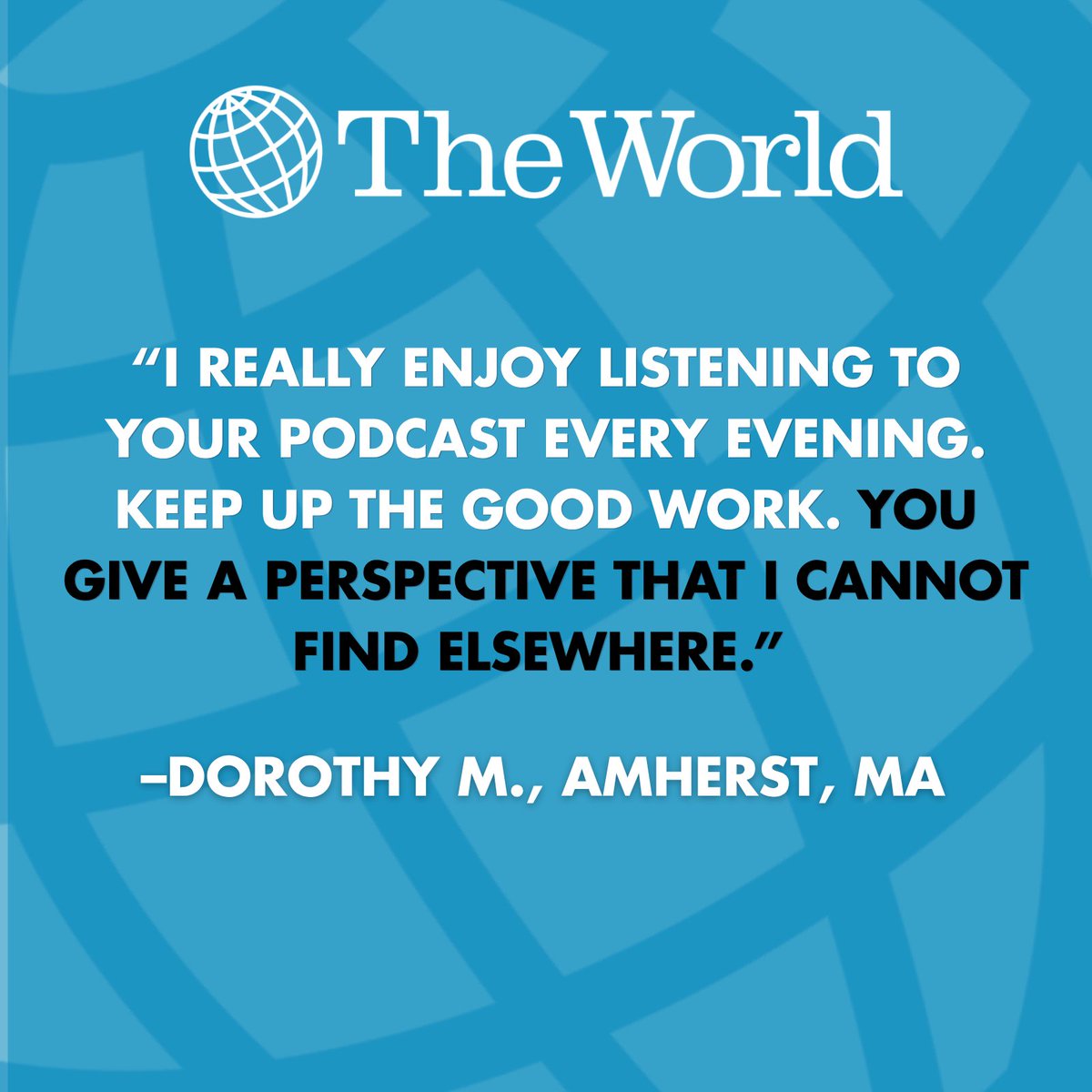As an independent, nonprofit newsroom, <a href="/TheWorld/">The World</a> isn’t controlled by billionaire owners or corporations. They are powered by listeners like you, and they need your help. All donations will be matched 2:1 until June 30.  Please donate today! on.prx.org/3s2SBHk