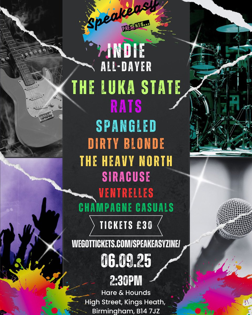 It’s just over 3 months till we put on this epic indie all dayer at the Hare and Hounds in Birmingham on Saturday, 6th September. Tickets are only £30.  You are guaranteed to see some of the best new indie bands this country has to offer. 

tickets - wegottickets.com/event/650470