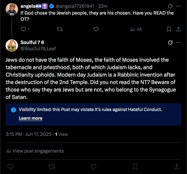 Disagreeing with Zionists and citing Scripture is "Hateful Conduct" now. 🤡