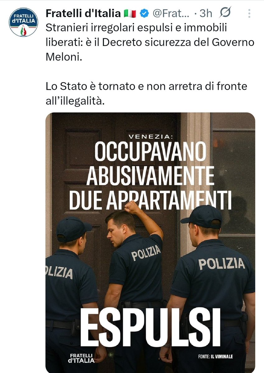 اٹلی کے نئے قانون کے مطابق کسی کے مکان پر ناجائز قبضہ کرنے والوں سے فی الفور خالی کروایا جائے گا۔