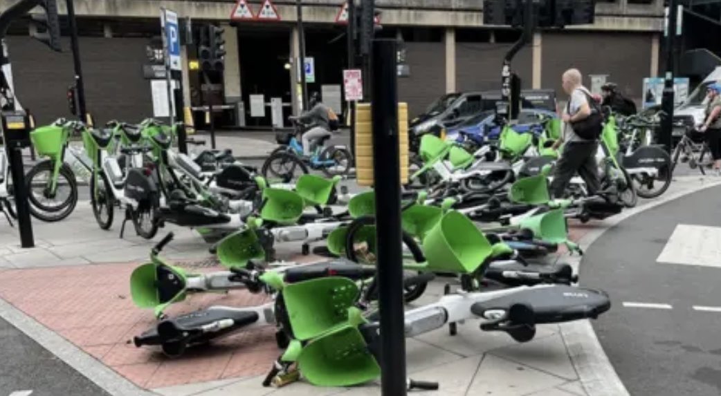 London councils have been urged to convert on-street car parking spaces to places for e-bikes, which would give riders way more spots to throw their bikes down on the pavement next to