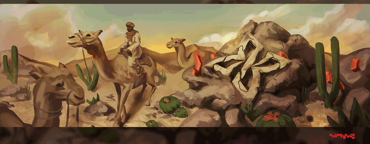 desert themed illustrated header for <a href="/boch1in/">B0CH🦅</a> 
support is appreciated 💕

✨ watch more of my work at: behance.net/4pxlz