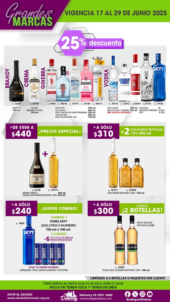 Conoce las ofertas de la semana. Disponible en la tienda en línea y tiendas físicas.
bodegasalianza.com/grandes-marcas…