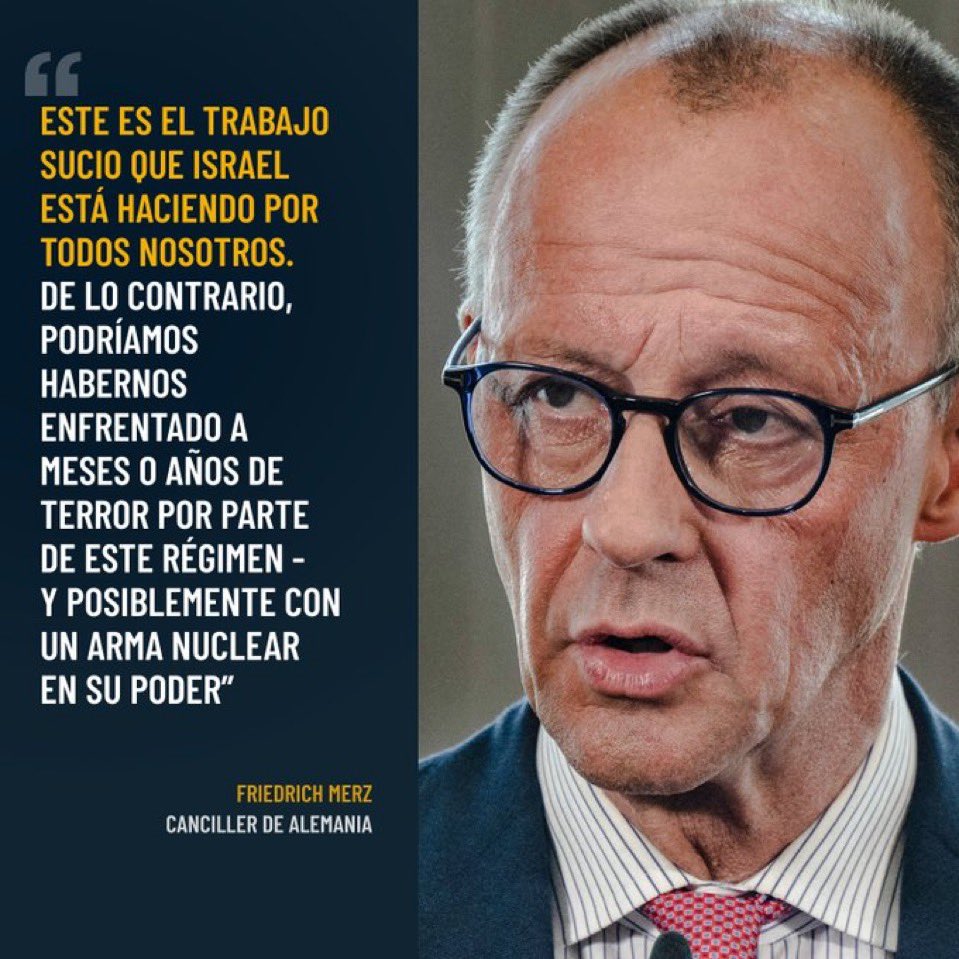 El Canciller Alemán Friedrich Merz afirmó con contundencia la importancia de la operación militar Israelí en Irán 👇