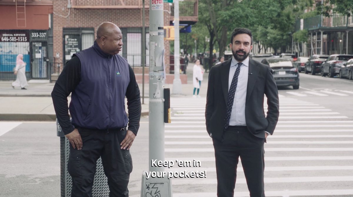 garrettjko's tweet image. important nyc mayoral election update: zohran mamdani's bodyguard is also a jazz musician.