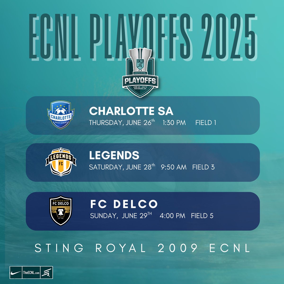 StingECNL09's tweet image. ECNL Playoff Schedules have been released!! We are ready 💪🏻 #ecnlplayoffs #proveit@stingsoccer @ECNLgirls @TopDrawerSoccer @PrepSoccer
