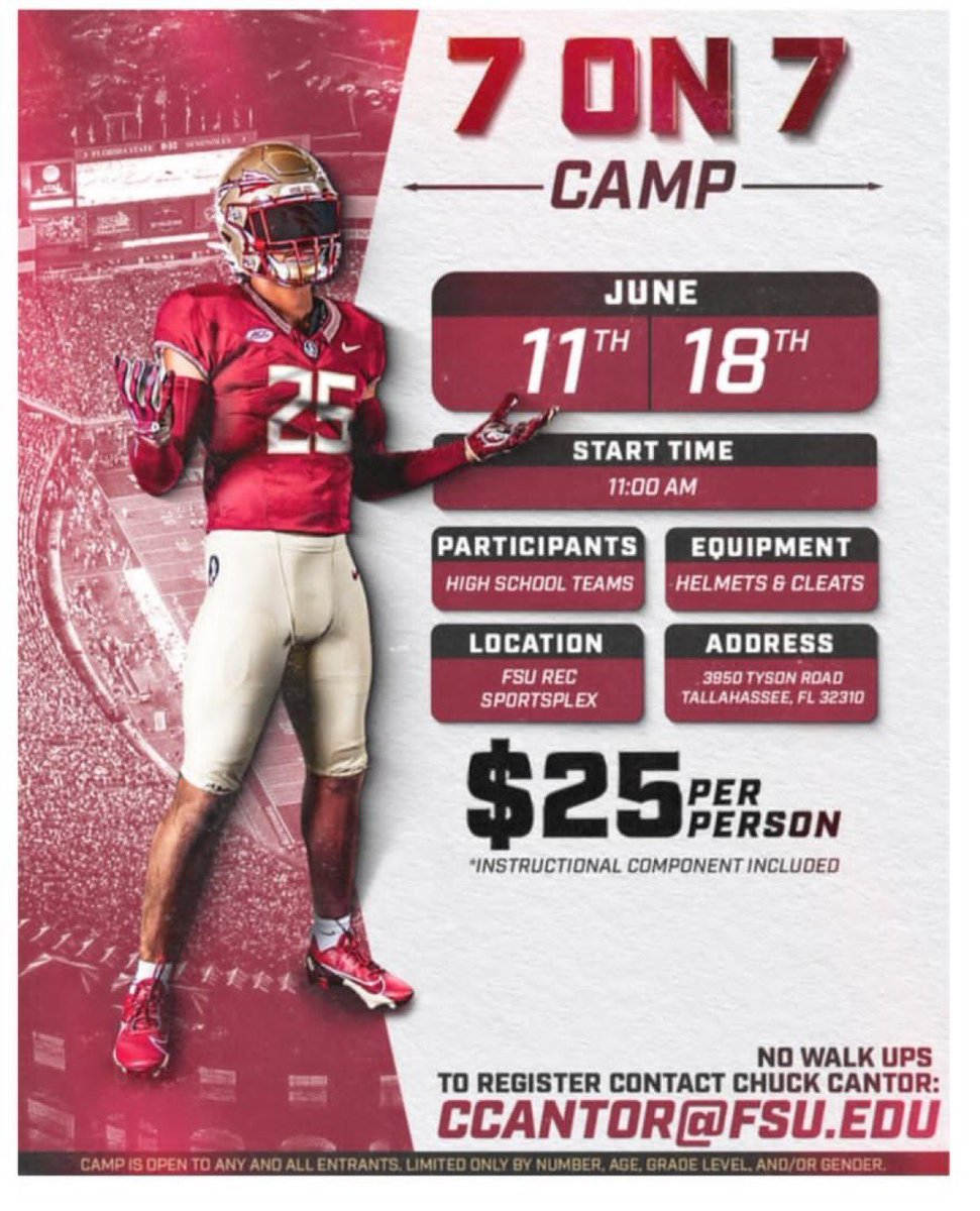 Daylen Brown (@1daylenbrown) on Twitter photo I will be attending <a href="/FSUFootball/">FSU Football</a> tomorrow for the team 7v7 camp. Come check me out and the guys. <a href="/JeffGierke/">COACH GIERKE</a> <a href="/ClayHSFootball/">Clay High Football</a> <a href="/Clay_Athletics/">Clay High Athletics</a> <a href="/CoachWhitlock/">Coach Dustin Whitlockā¢</a> <a href="/CoachMosesAD/">Justin Moses</a> <a href="/MT_FB/">Middle Tennessee Football</a> <a href="/coach_monaco/">Coach Tyler Monaco</a> I will be attending <a href="/FSUFootball/">FSU Football</a> tomorrow for the team 7v7 camp. Come check me out and the guys. <a href="/JeffGierke/">COACH GIERKE</a> <a href="/ClayHSFootball/">Clay High Football</a> <a href="/Clay_Athletics/">Clay High Athletics</a> <a href="/CoachWhitlock/">Coach Dustin Whitlockā¢</a> <a href="/CoachMosesAD/">Justin Moses</a> <a href="/MT_FB/">Middle Tennessee Football</a> <a href="/coach_monaco/">Coach Tyler Monaco</a>