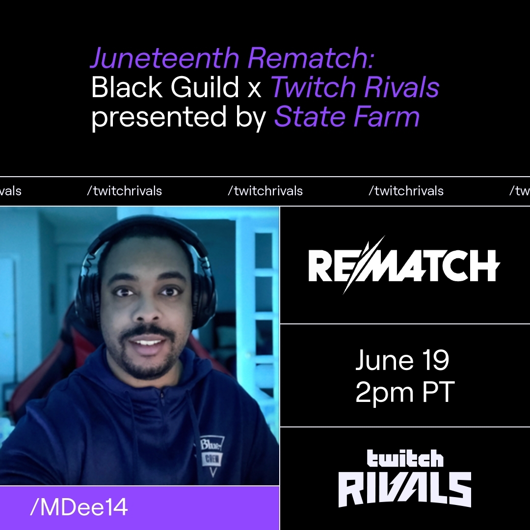 MDee14 | Marcel Dee (@mdee14) on Twitter photo The rumours are true!
This Juneteenth is going to be a good one
Doing my First ever Virtual <a href="/TwitchRivals/">Twitch Rivals</a>
Teaming up with <a href="/ChosenDroid_/">Chosen</a> <a href="/doodlebobgames/">Jay (doodle)</a> <a href="/ItsVawnie/">𝚟𝚊𝚠𝚗𝚒𝚎 🏳️🌈</a> <a href="/SeddyMac/">The L.O.S.T. One</a>
and playing <a href="/PlayRematch/">Rematch</a>
A Prize pool of $20k is being awarded!
Tune in June 19th 2pm PT/ 5pm ET The rumours are true!
This Juneteenth is going to be a good one
Doing my First ever Virtual <a href="/TwitchRivals/">Twitch Rivals</a>
Teaming up with <a href="/ChosenDroid_/">Chosen</a> <a href="/doodlebobgames/">Jay (doodle)</a> <a href="/ItsVawnie/">𝚟𝚊𝚠𝚗𝚒𝚎 🏳️🌈</a> <a href="/SeddyMac/">The L.O.S.T. One</a>
and playing <a href="/PlayRematch/">Rematch</a>
A Prize pool of $20k is being awarded!
Tune in June 19th 2pm PT/ 5pm ET
