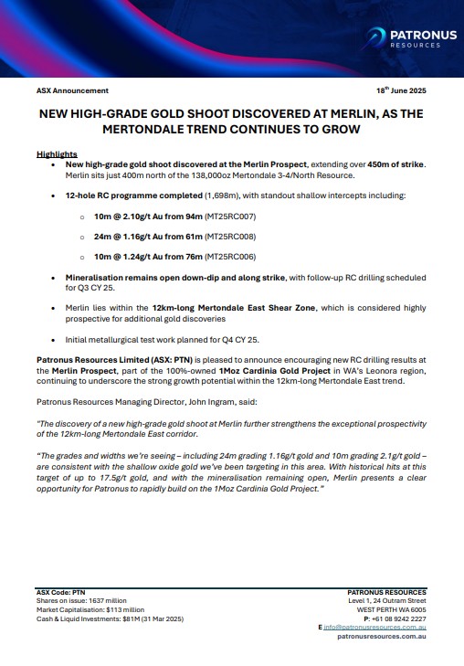 Patronus Resources Ltd tweet media