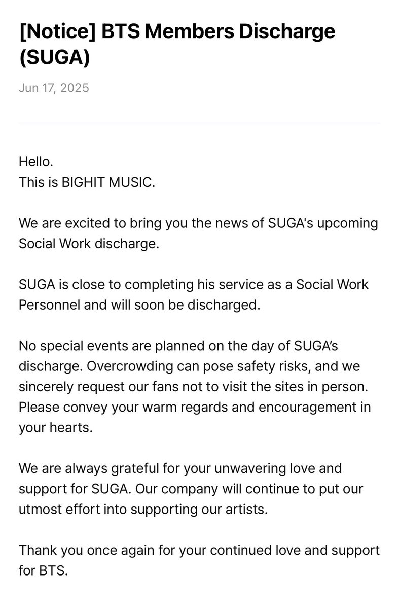BangBangtanEsp_'s tweet photo. “Baja de los miembros de BTS (SUGA)”

ESTÁ PASANDO!!!!! ESTO SE ACABÓ!!!! 
YOONGI YA ESTAMOS EN 2025! VUELVE A CASA 😭

Re -ㅅ- 🍊 https://t.co/JfudAHxGlA