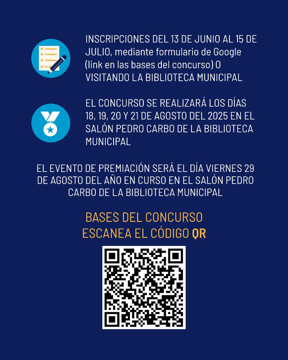 🎤✨ ¡Atención colegios de Guayaquil!

Llega el Concurso Intercolegial de Oratoria "José Joaquín de Olmedo", en homenaje a los 200 años del poema La Victoria de Junín, Canto a Bolívar. 🇪🇨📜

🗣️ Participan estudiantes de 8.° EGB a 3.° BGU
🗓️ Inscripciones: del 13 de junio al 15 de