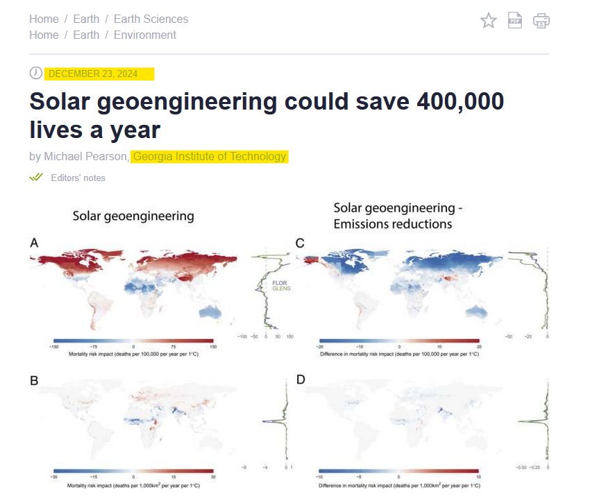 SuePearFL's tweet photo. Remember what the 'models' said about Covid?! They were wrong to the EXTREME. The opposite of 'safe and effective'. Here's a real 'study' from Georgia Institute of Technology Dec. 2024. Models.๐This is ridiculous.
Climate Scam full steam ahead. #StopGeoEngineeringNow https://t.co/kpf0EoytuO